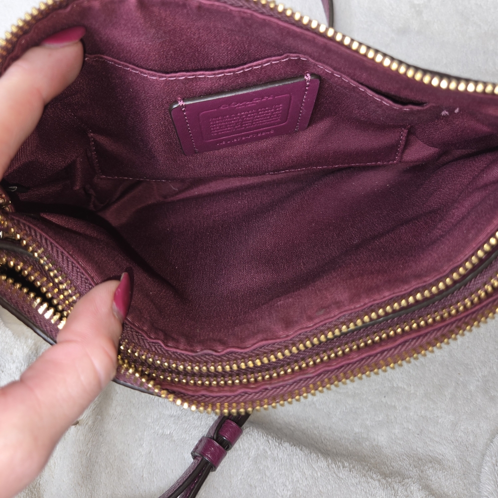 Coach Mia Crossbody Pebbled Leather Bag in Dark Berry Burgundy EUC Auth. F76645 - Picture 4 of 15